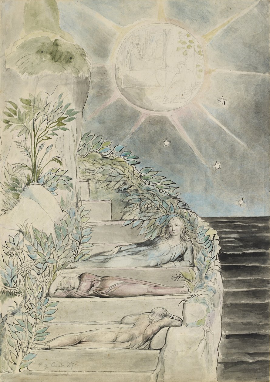 Dante und Statius schlafen, Virgil wacht von William Blake