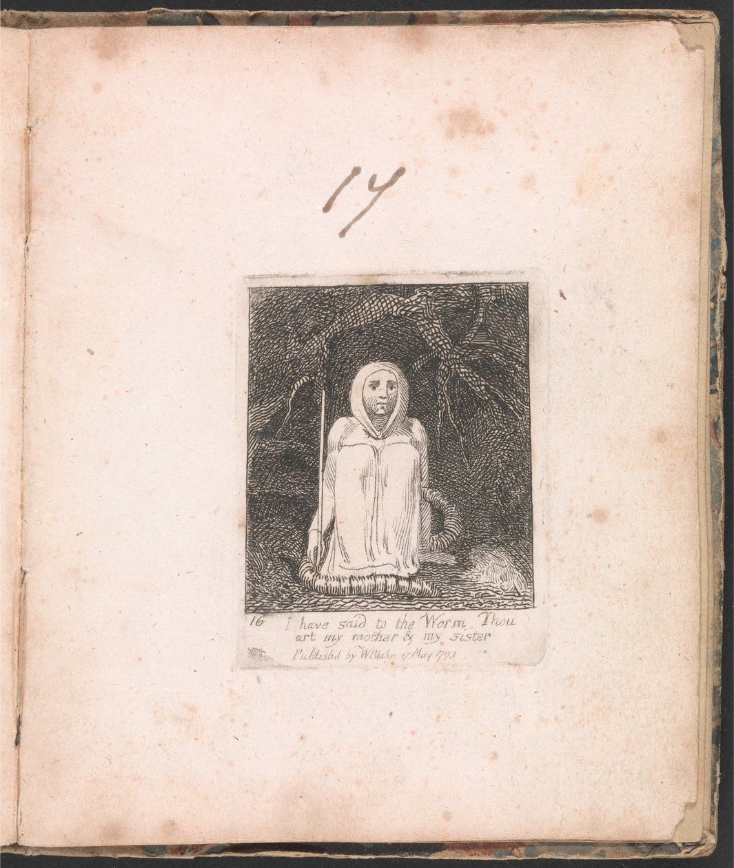 Für Kinder. Die Tore des Paradieses, Tafel 18, Ich habe dem Wurm gesagt... von William Blake