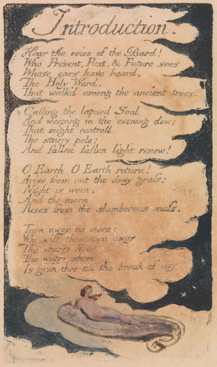 Lieder der Unschuld und der Erfahrung, Platte 34, "Einführung" (Bentley 30) von William Blake