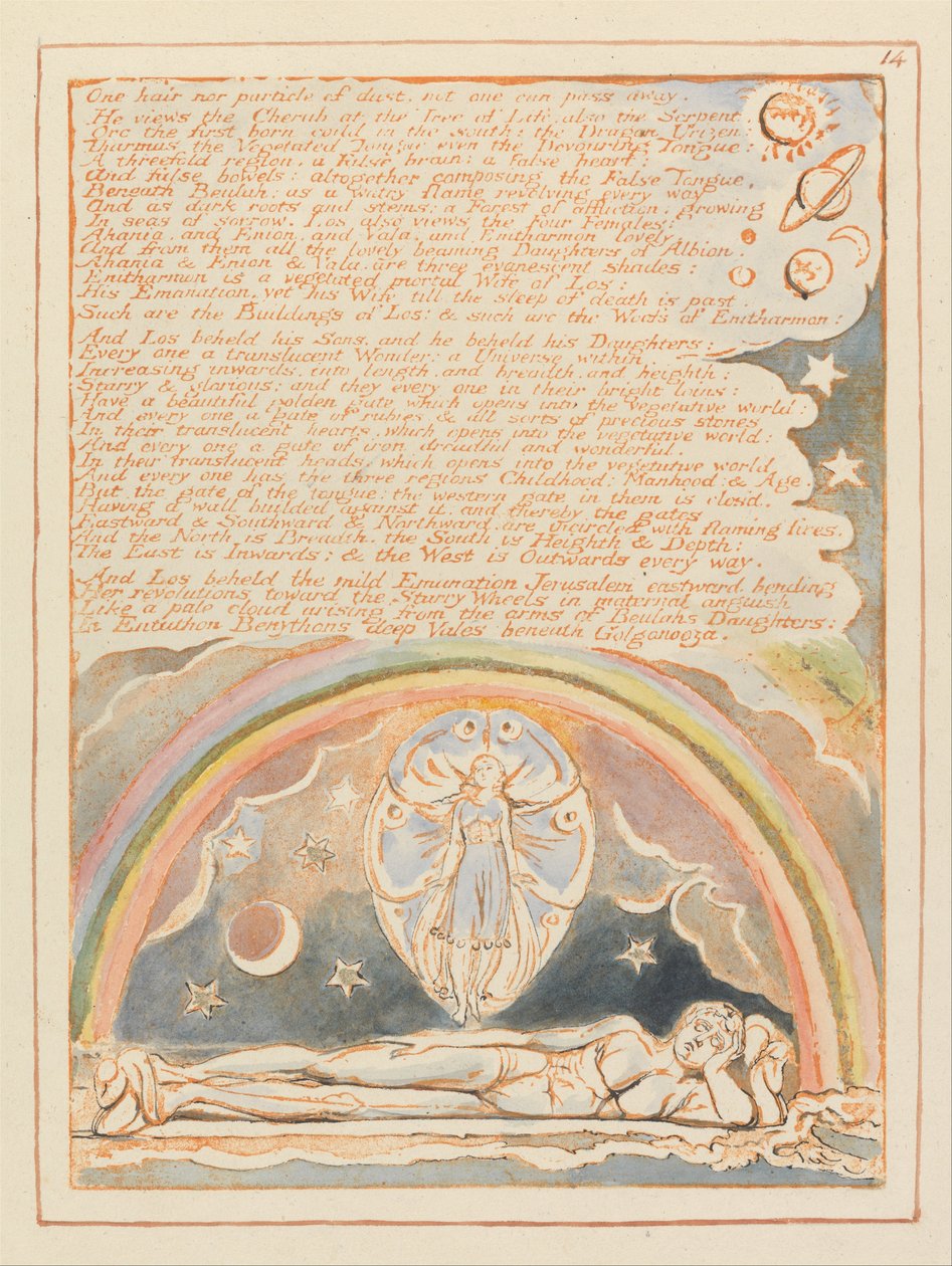 Jerusalem, Tafel 14, Kein Haar noch Staubpartikel.... von William Blake