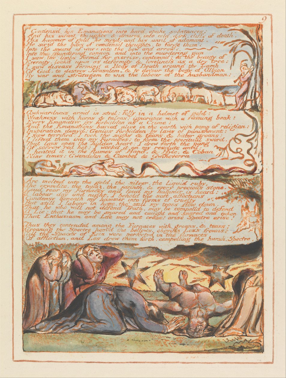 Jerusalem, Tafel 9, Verdichtete seine Emanationen... von William Blake