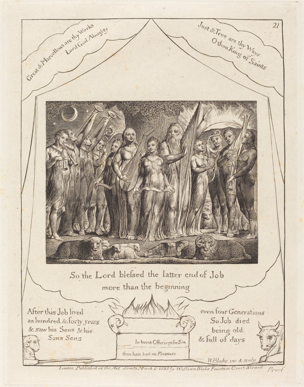 Hiob und seine Frau wiederhergestellt von William Blake