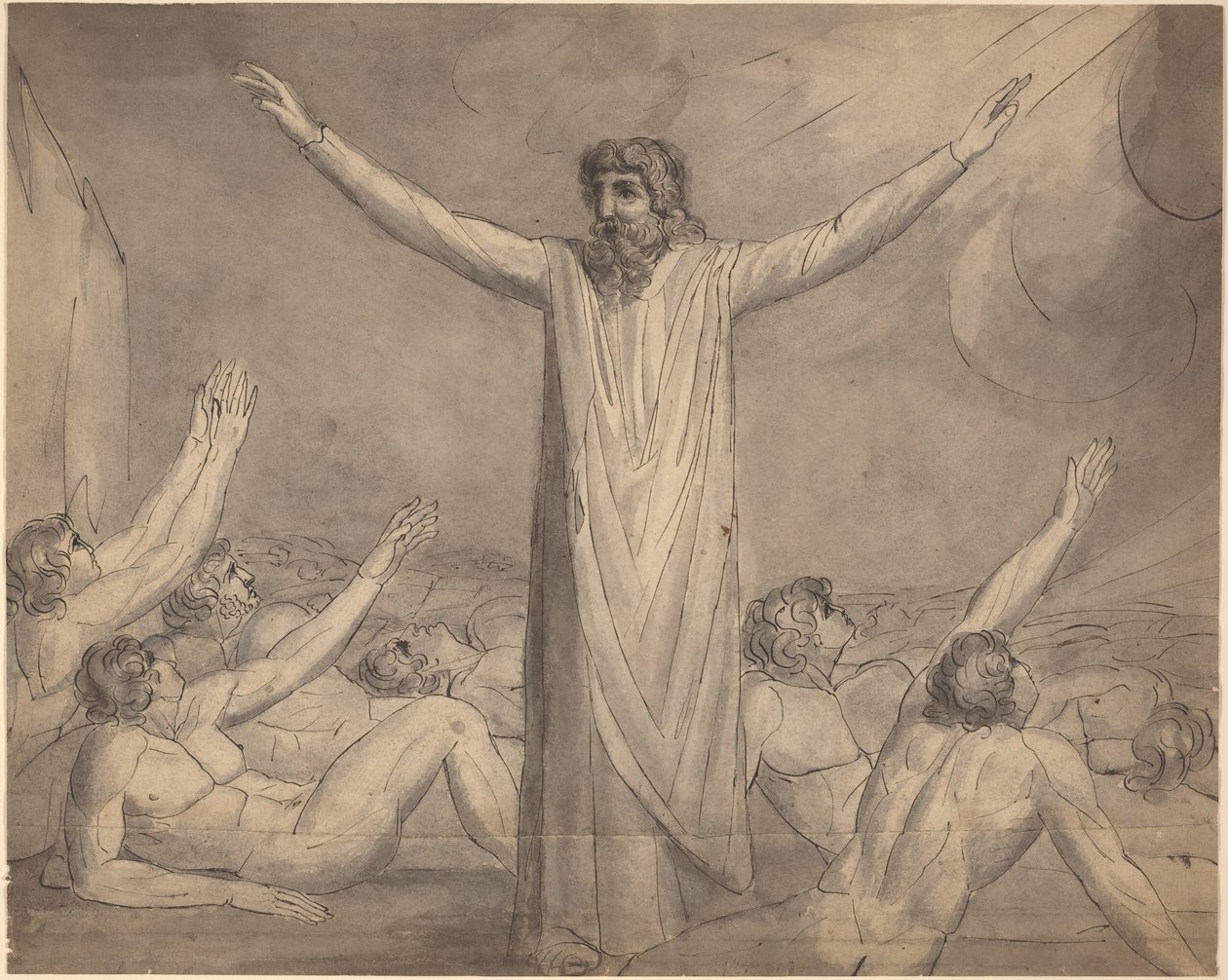 Moses hält die Pest auf (?) [Vorderseite] von William Blake