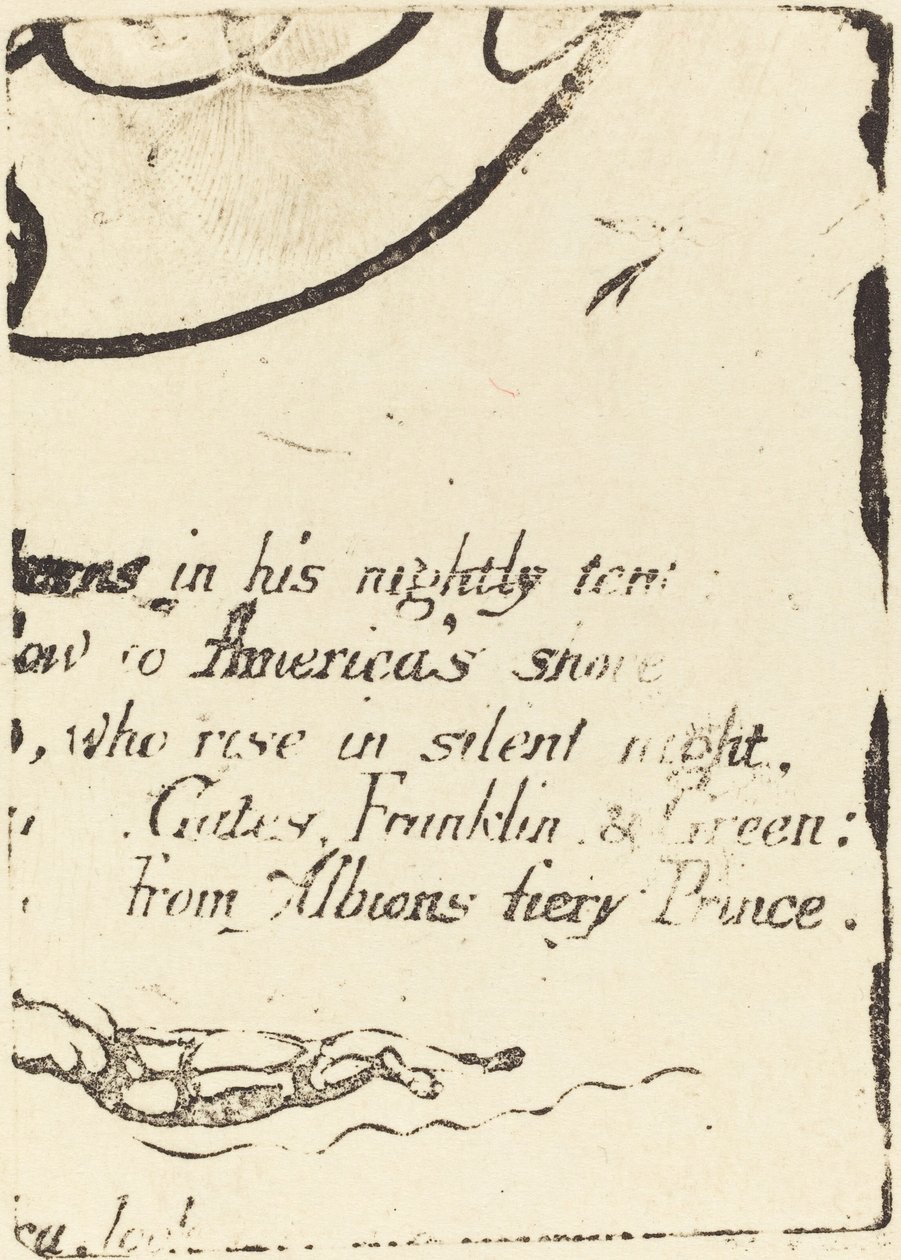 Neudruck aus Fragment der stornierten Platte für "Eine Prophezeiung" von William Blake