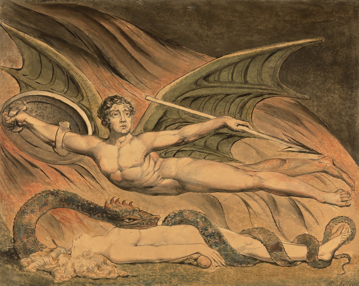 Satan jubelt über Eva von William Blake