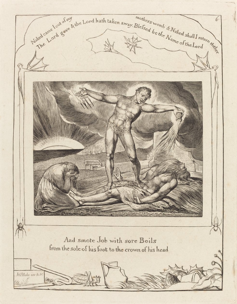 Satan schlägt Hiob mit Geschwüren, 1825 von William Blake