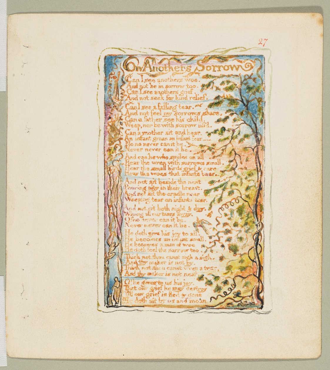 Lieder der Unschuld und der Erfahrung: Über das Leid anderer, ca. 1825 von William Blake