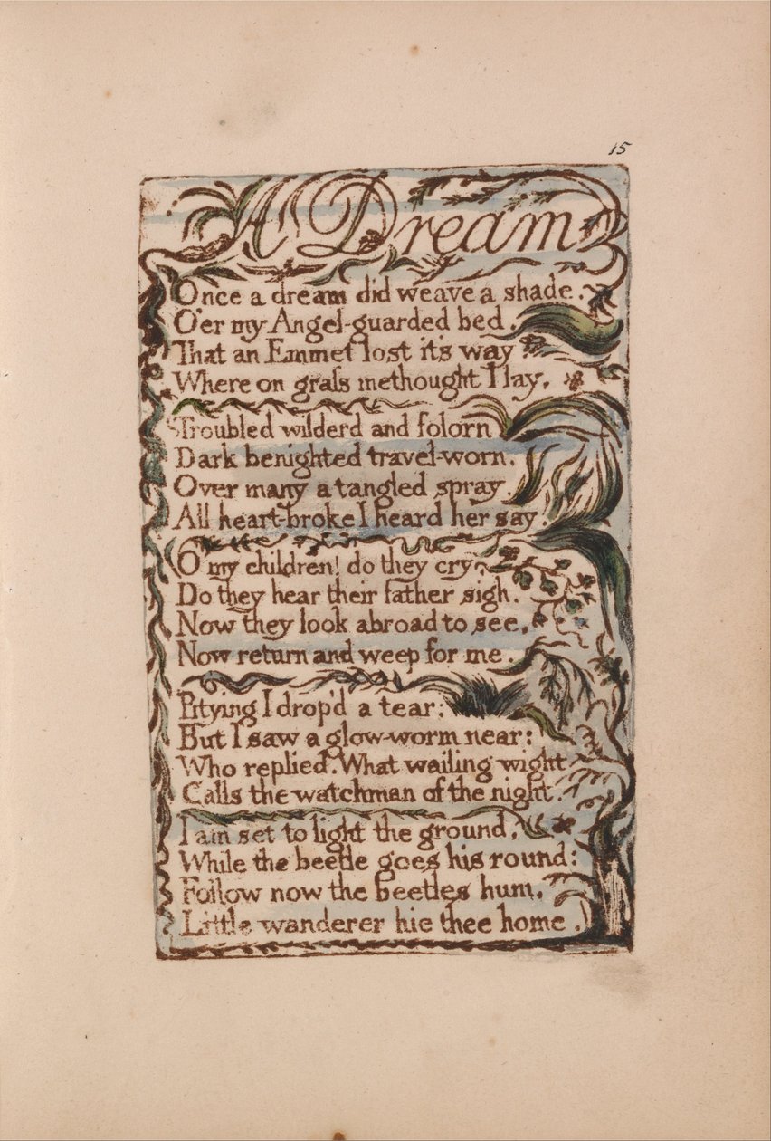 Lieder der Unschuld und der Erfahrung, Tafel 15, Ein Traum (Bentley 26) von William Blake
