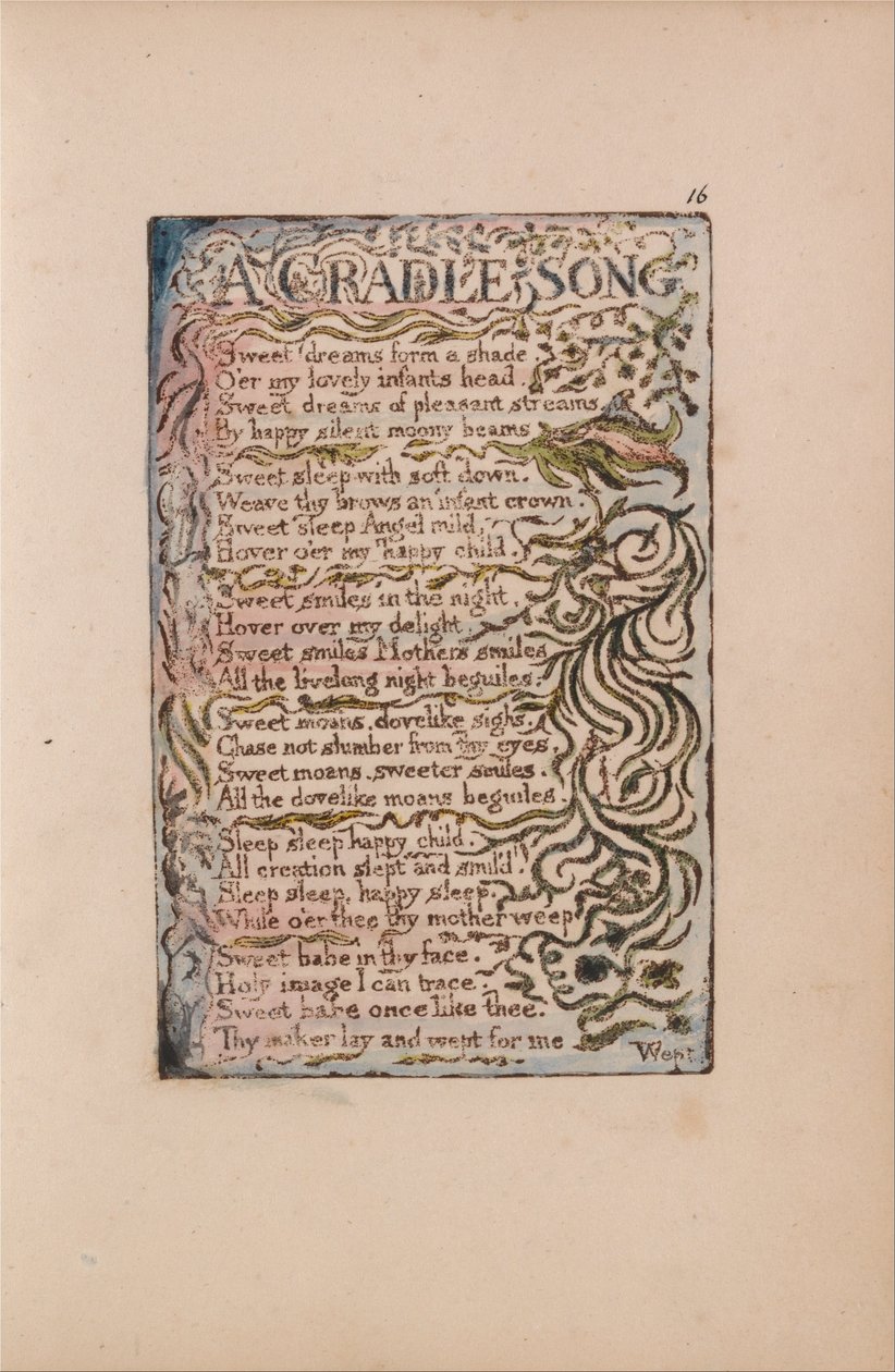 Lieder der Unschuld und Erfahrung, Platte 16, Ein Wiegenlied (Bentley 16) von William Blake