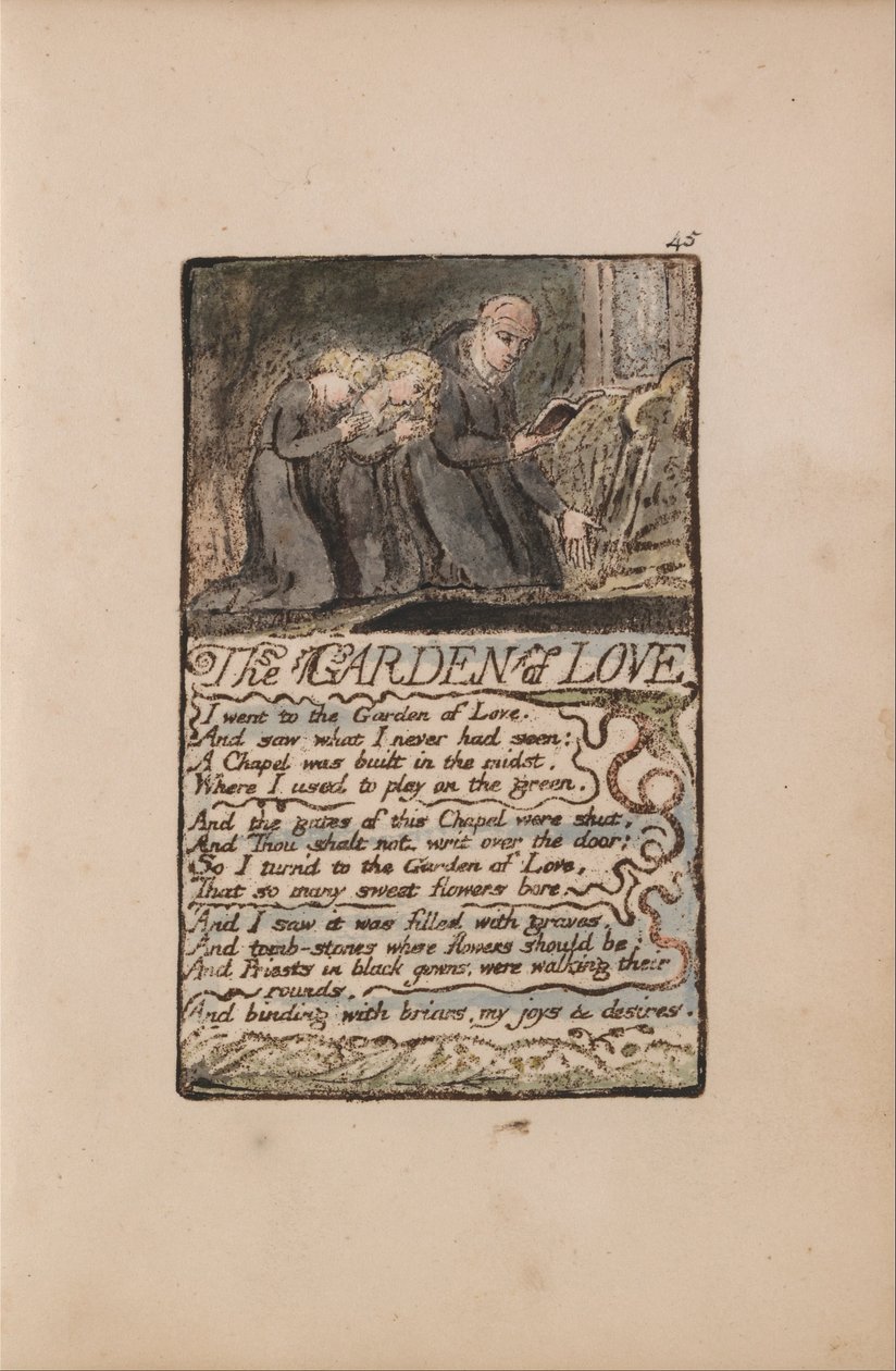 Lieder der Unschuld und der Erfahrung, Tafel 45, Der Garten der Liebe (Bentley 44) von William Blake