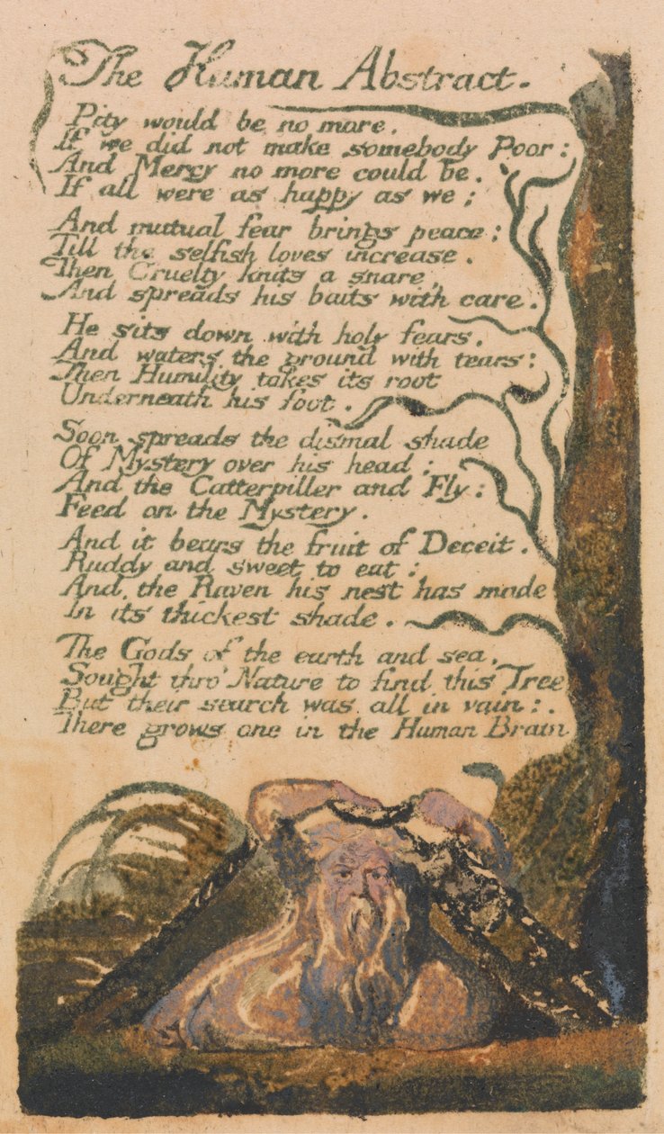 Lieder der Unschuld und Erfahrung, Platte 46, "Der menschliche Abstrakt" (Bentley 47) von William Blake
