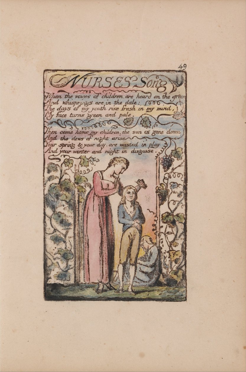 Lieder der Unschuld und der Erfahrung, Tafel 49, Lied der Amme (Bentley 38) von William Blake