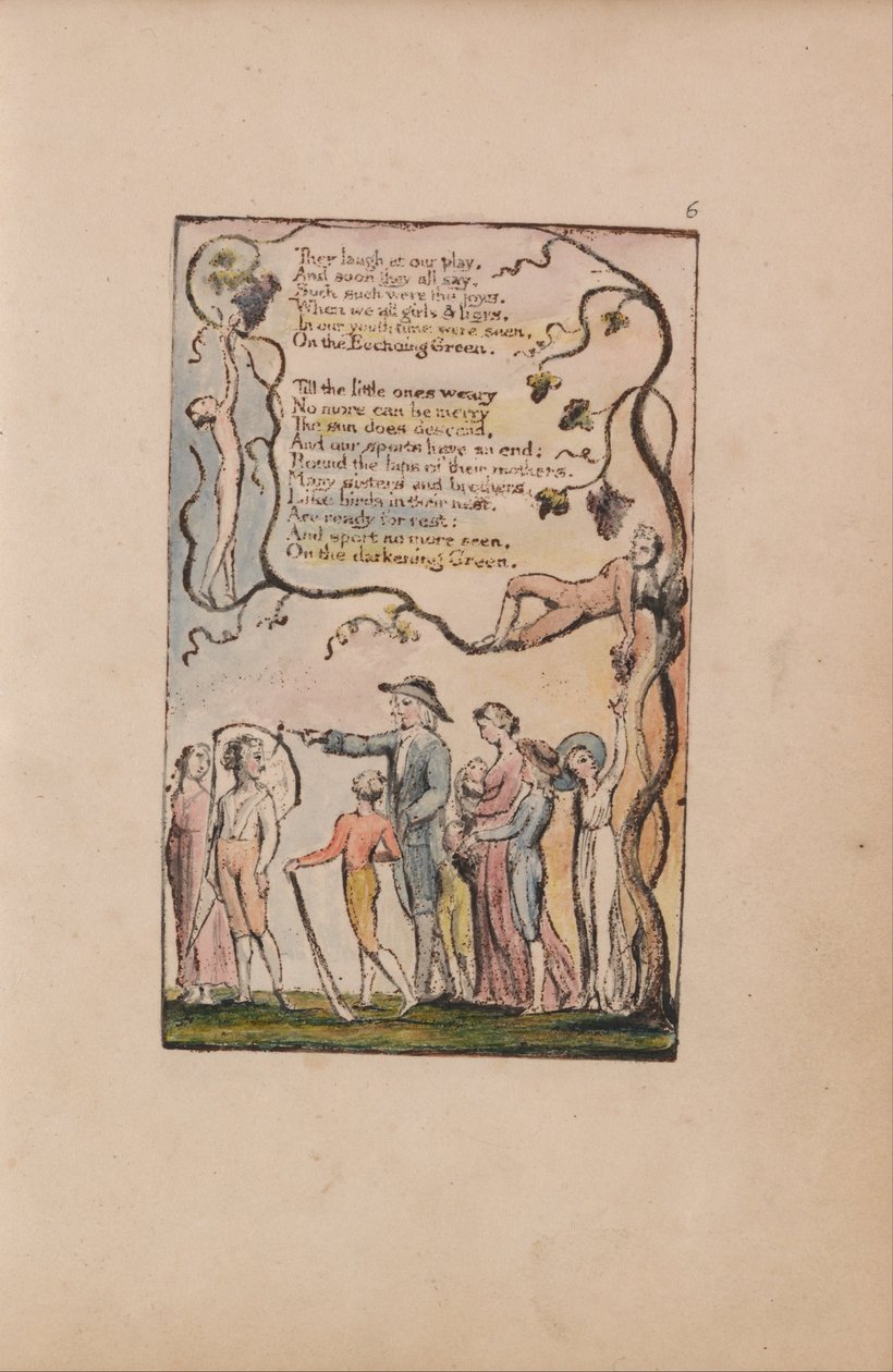 Lieder der Unschuld und der Erfahrung, Tafel 6, Das Echoing Green (Bentley 7) von William Blake