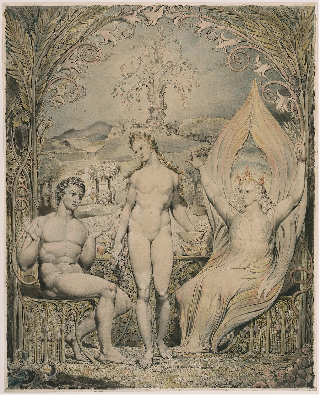 Der Erzengel Raphael mit Adam und Eva (Illustration zu Miltons "Das verlorene Paradies") von William Blake