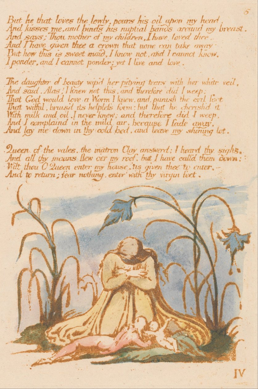 Das Buch Thel, Tafel 7, Aber er, der die Niedrigen liebt... von William Blake