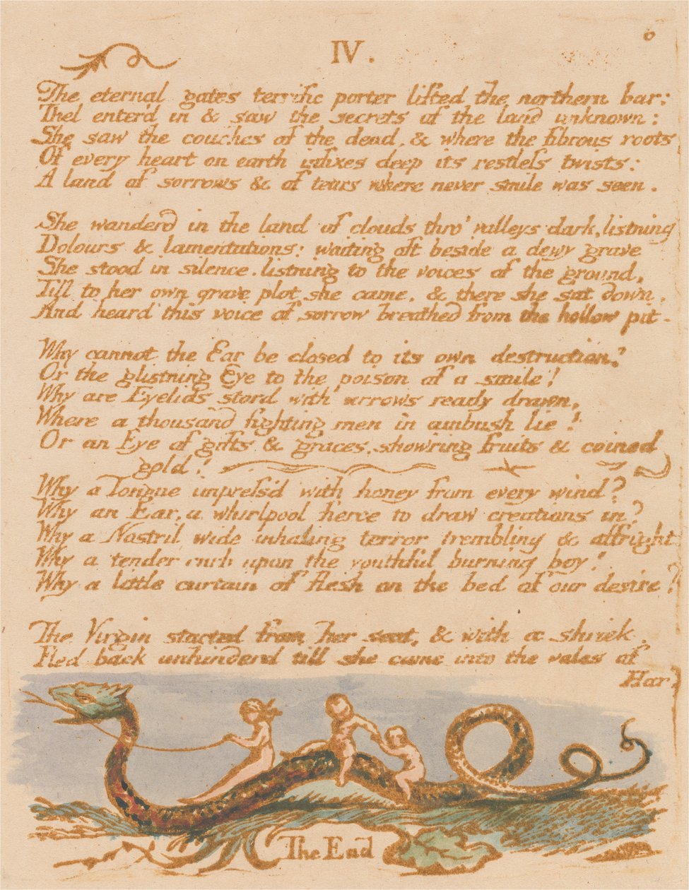 Das Buch Thel, Tafel 8, "IV. Die ewigen Tore..." von William Blake