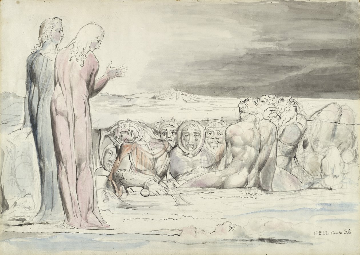 Der Kreis der Verräter: Alberti Brüder, Illustration zur Göttlichen Komödie von Dante Alighieri, 1824-27 von William Blake