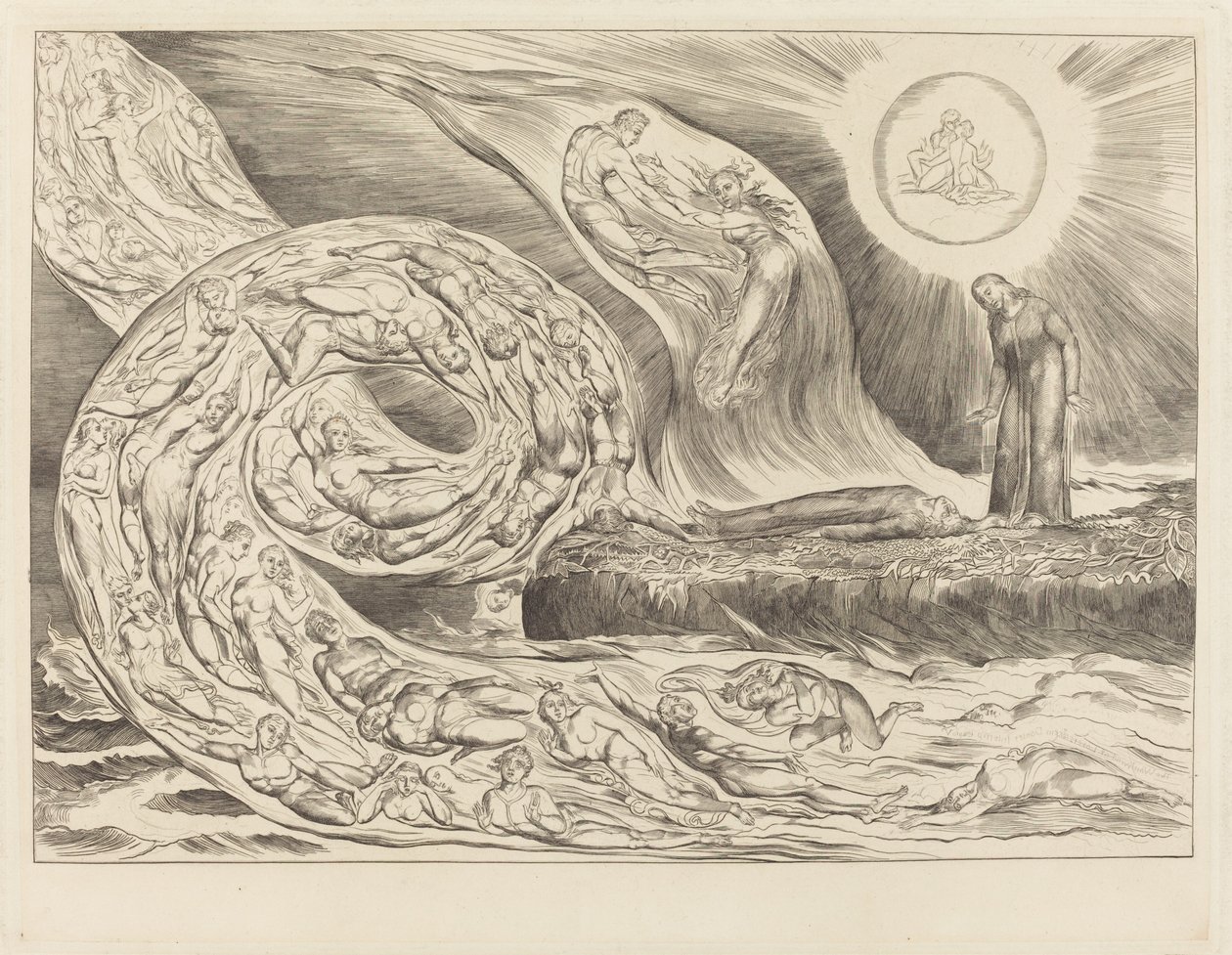 Der Kreis der Wollüstigen; Paolo und Francesca von William Blake