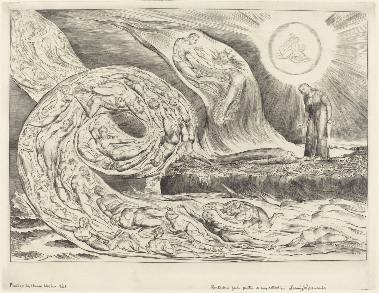 Der Kreis der Wollüstigen; Paolo und Francesca von William Blake