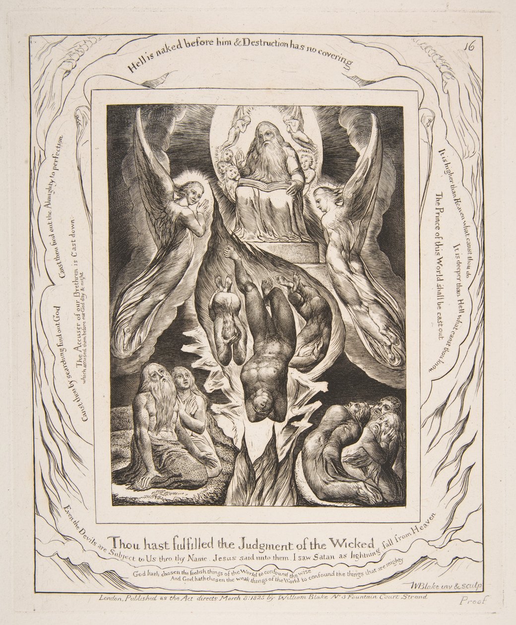 Der Fall Satans, aus Illustrationen des Buches Hiob, 1825-26 von William Blake