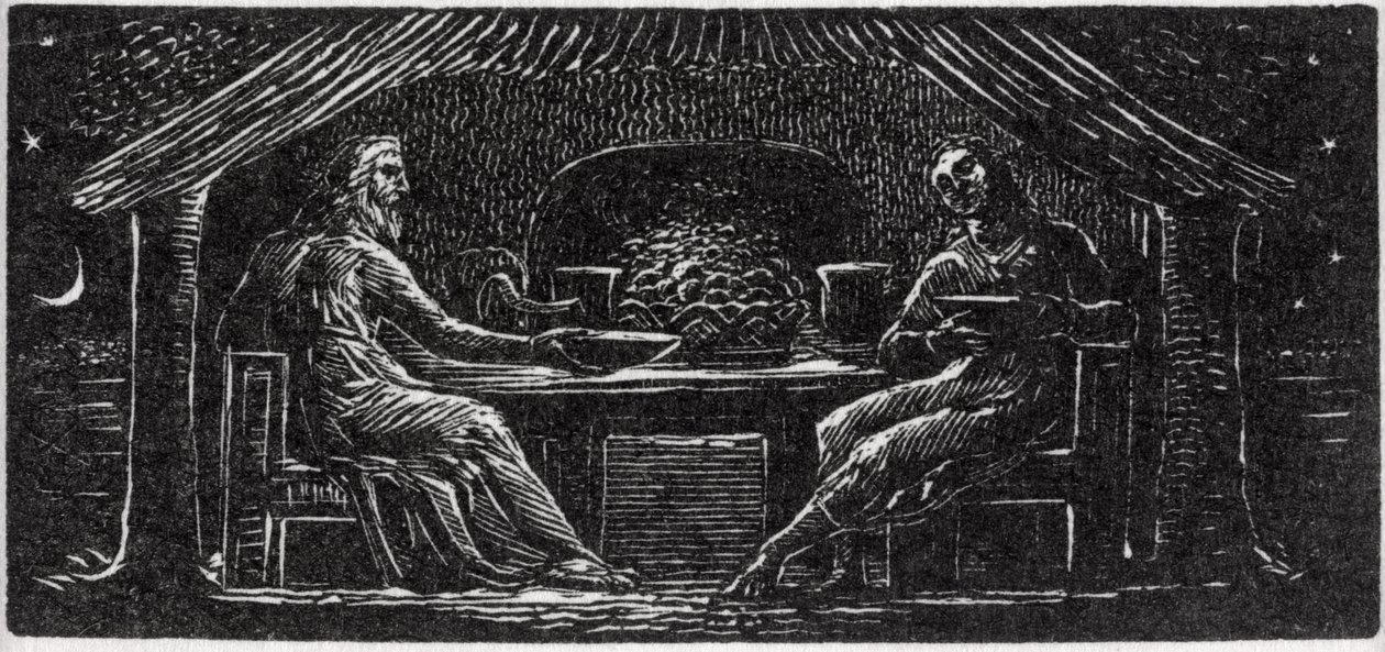 Thenot und Colinet essen zusammen, Illustration aus Dr. Thorntons 