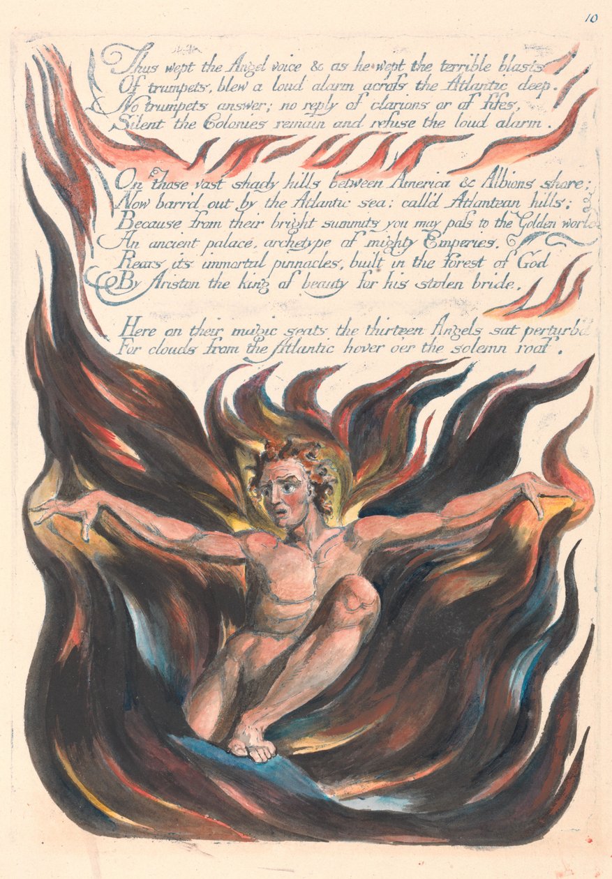 "So weinte die Engelsstimme und während er weinte, die schrecklichen Stürme..." (Tafel 12) von William Blake