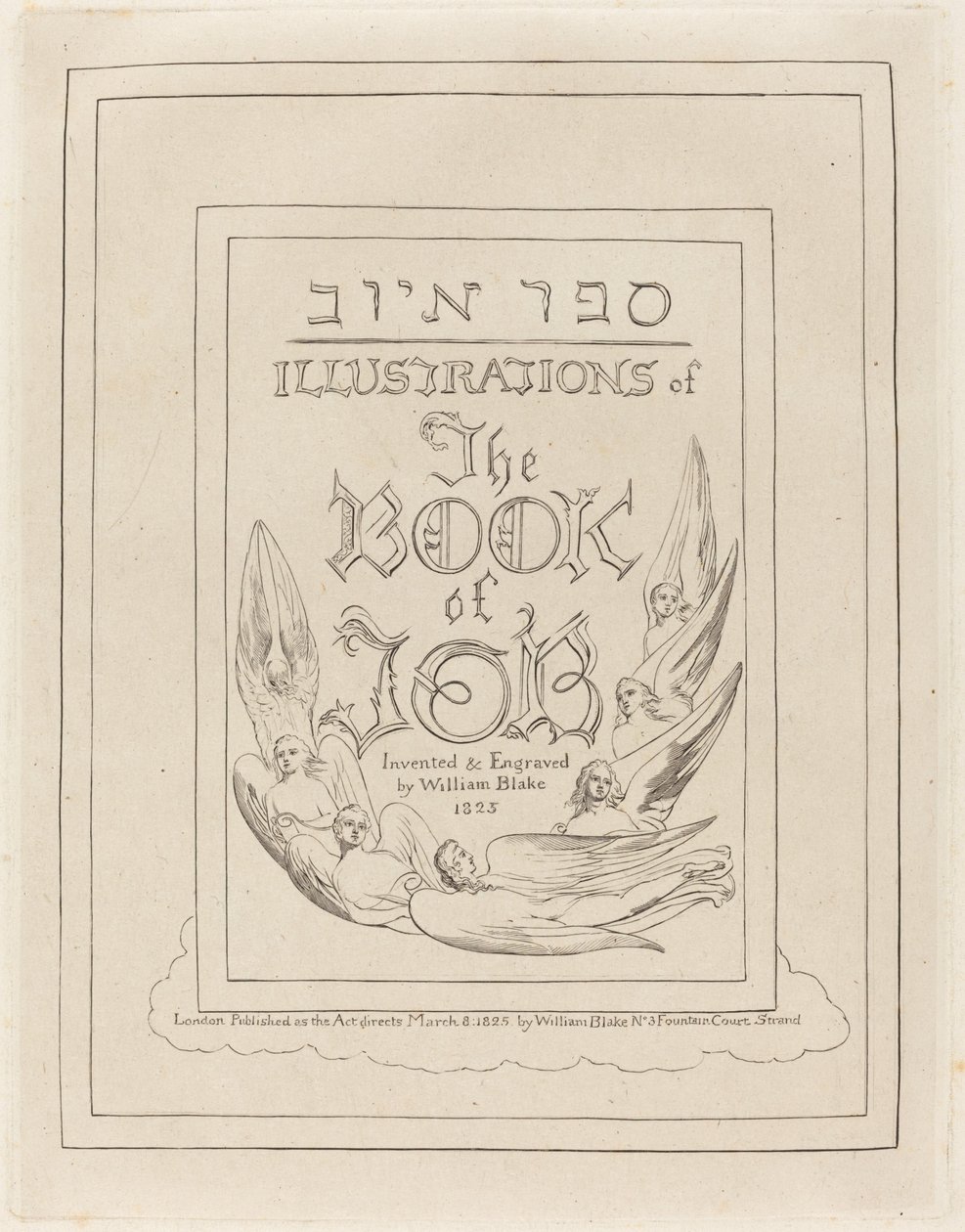 Titelblatt der gravierten Illustrationen zum Buch Hiob, 1825 von William Blake