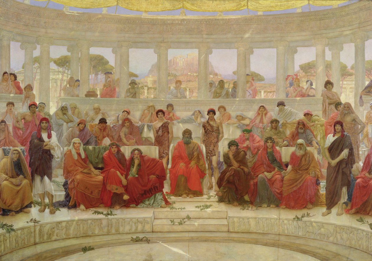 Ein Publikum in Athen während Agamemnon von Aischylos, 1884 von William Blake Richmond