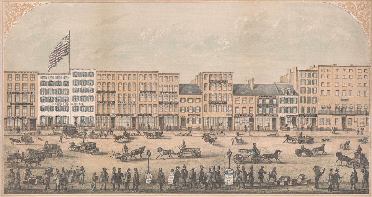 Ansicht von Park Place, New York, von Broadway bis Church Street, Nordseite, A.D. 1854 von William Boell