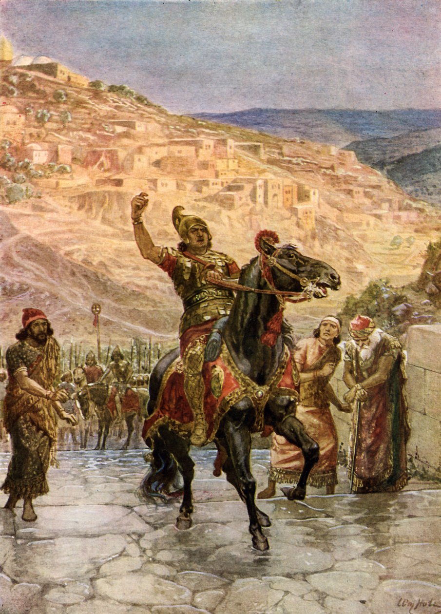 Assyrischer Rabschake fordert die Kapitulation Jerusalems - Bibel von William Brassey Hole