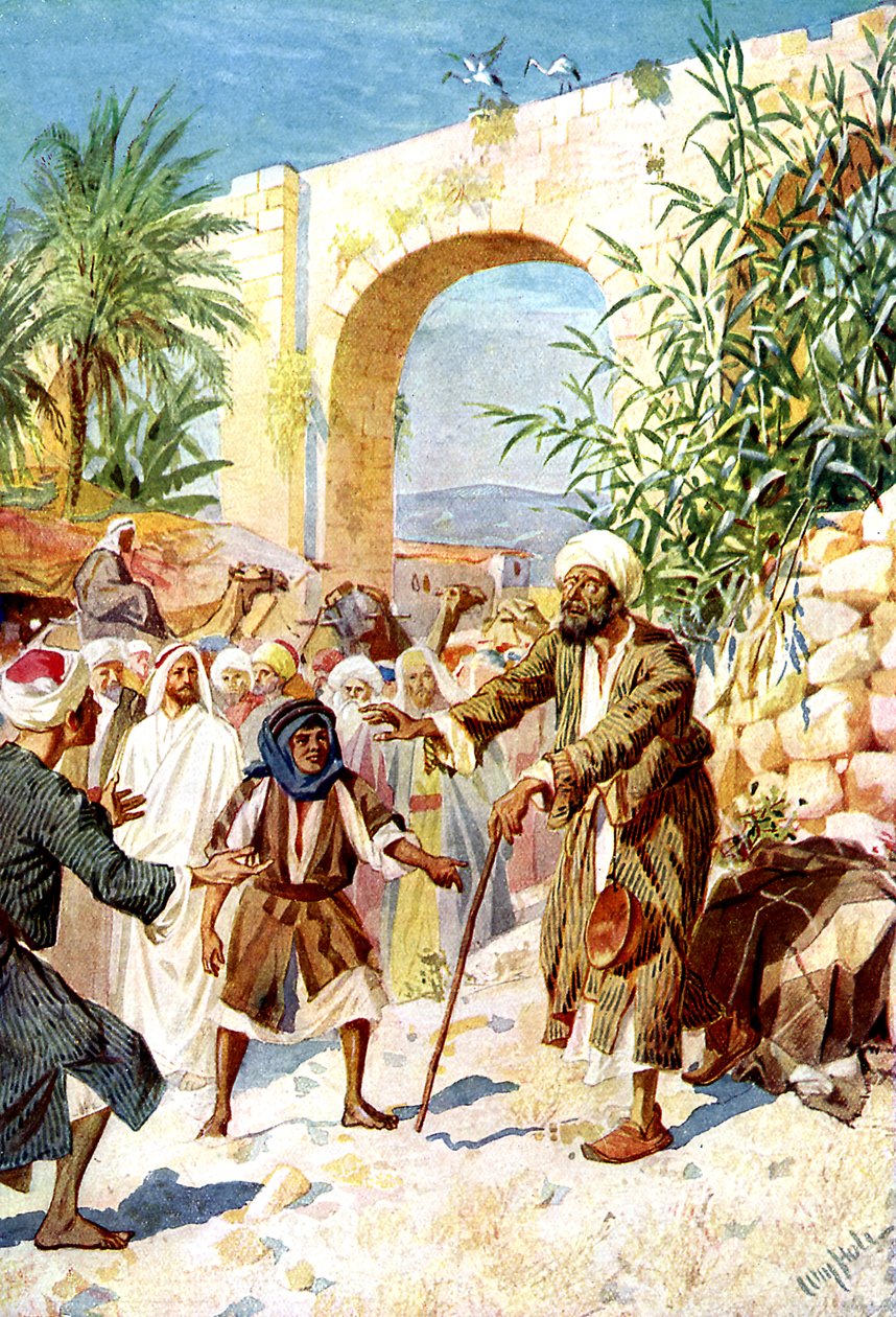 Jesus heilt einen blinden Bettler - Bibel von William Brassey Hole