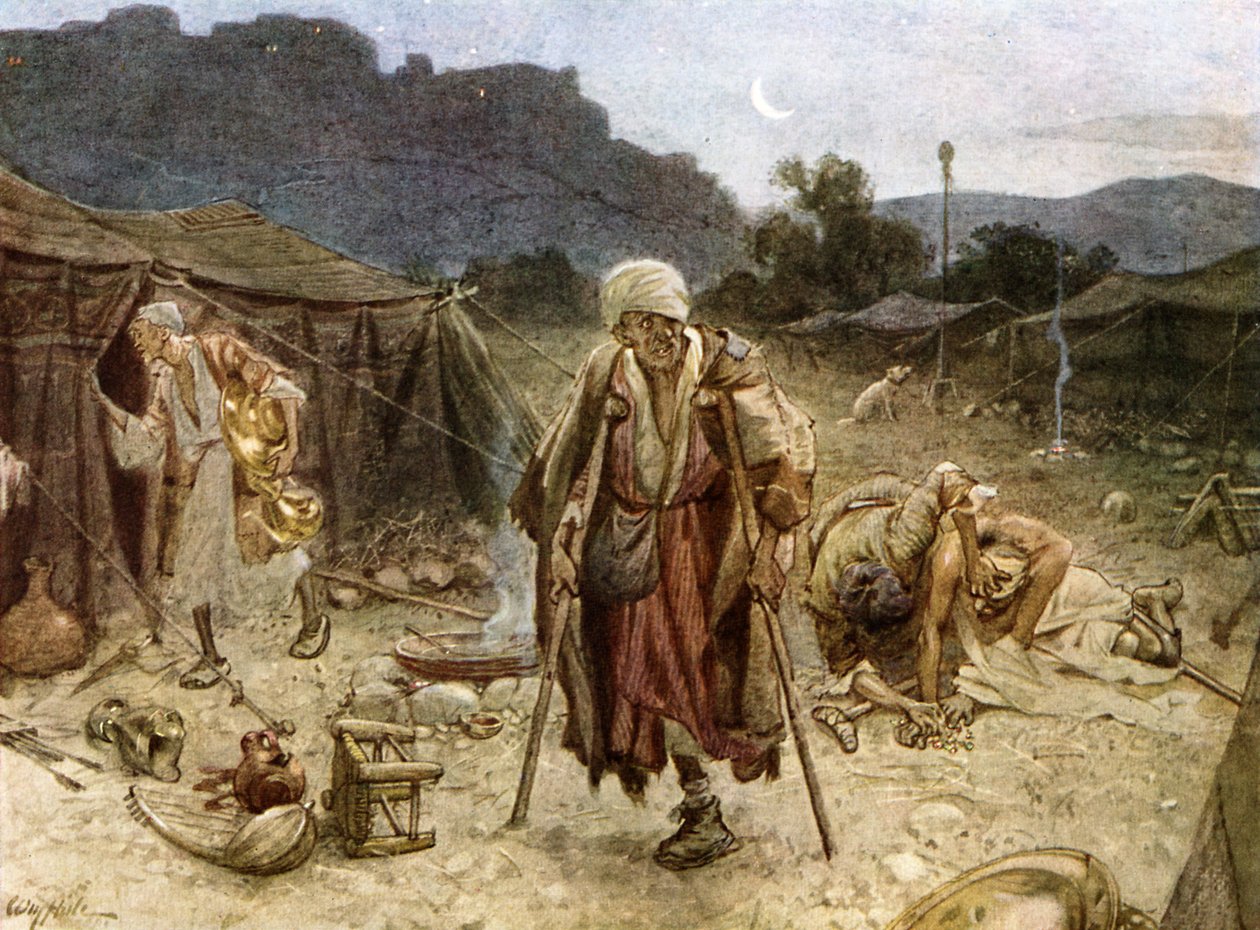 Die vier Aussätzigen plündern das Lager der Syrer - Bibel von William Brassey Hole
