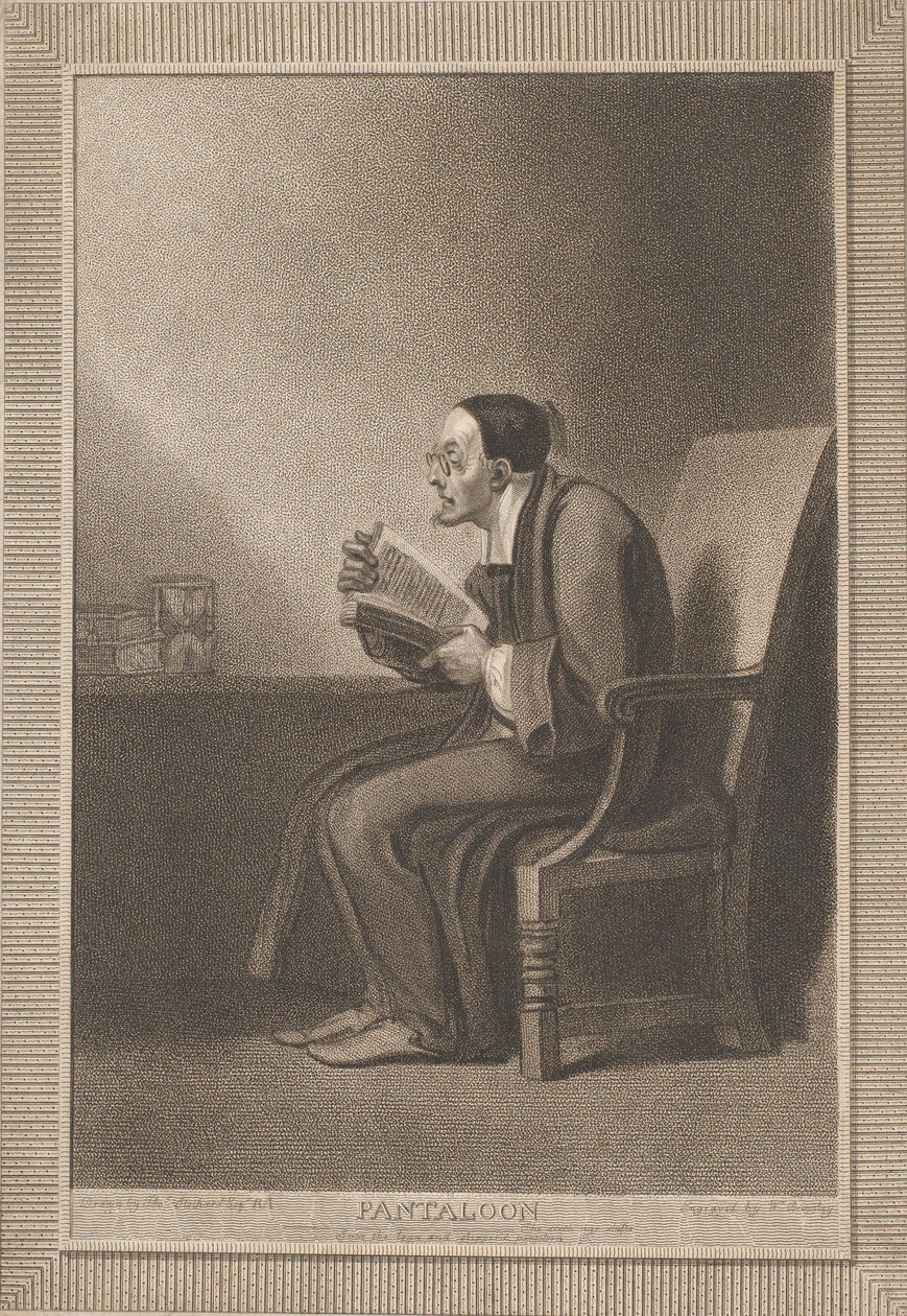 Pantaloon: Das sechste Alter wechselt in den mageren und pantoffeltragenden Pantaloon, Shakespeare, Wie Y..., 1799 von William Bromley
