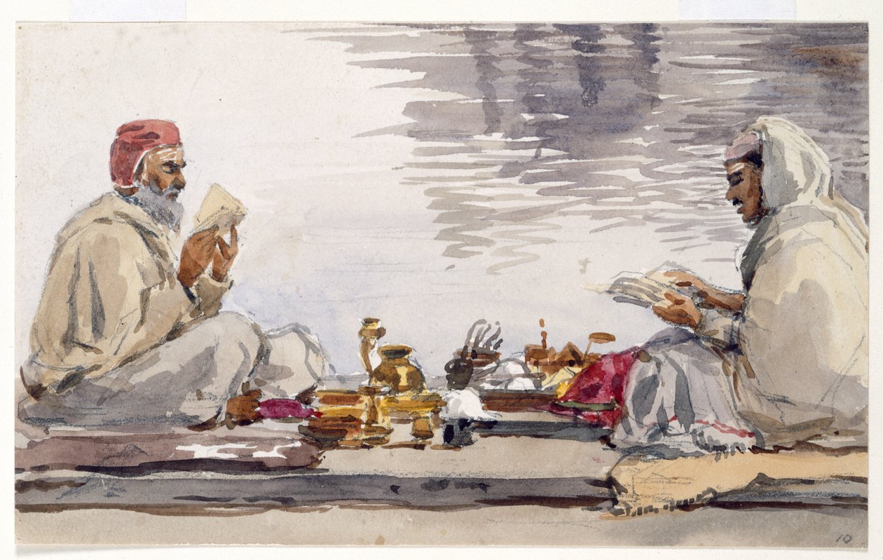 Zwei heilige Männer lesen den Granth Saheb, Umritsar von William Carpenter