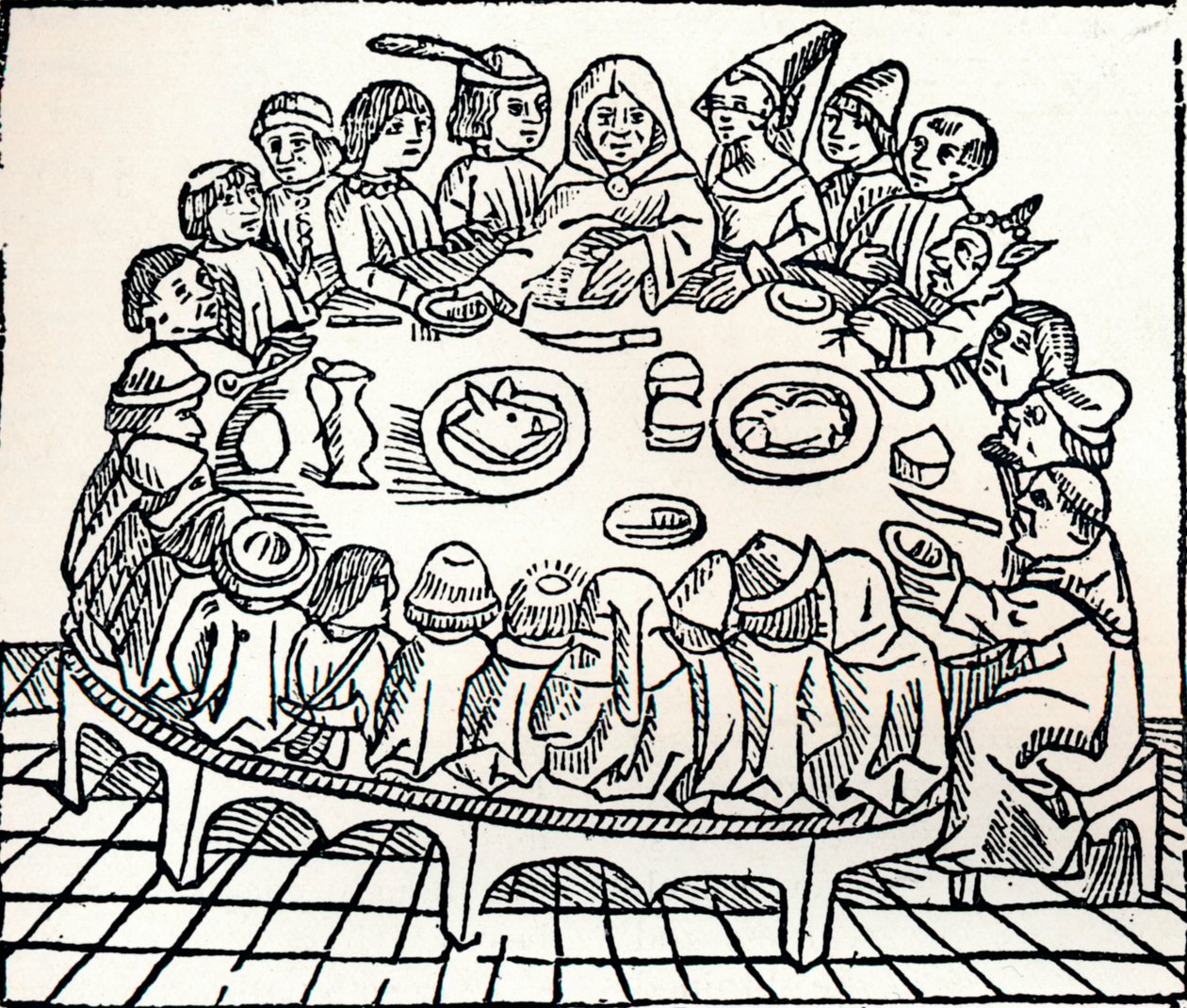 Die Canterbury-Pilger beim gemeinsamen Mahl, 1485 von William Caxton