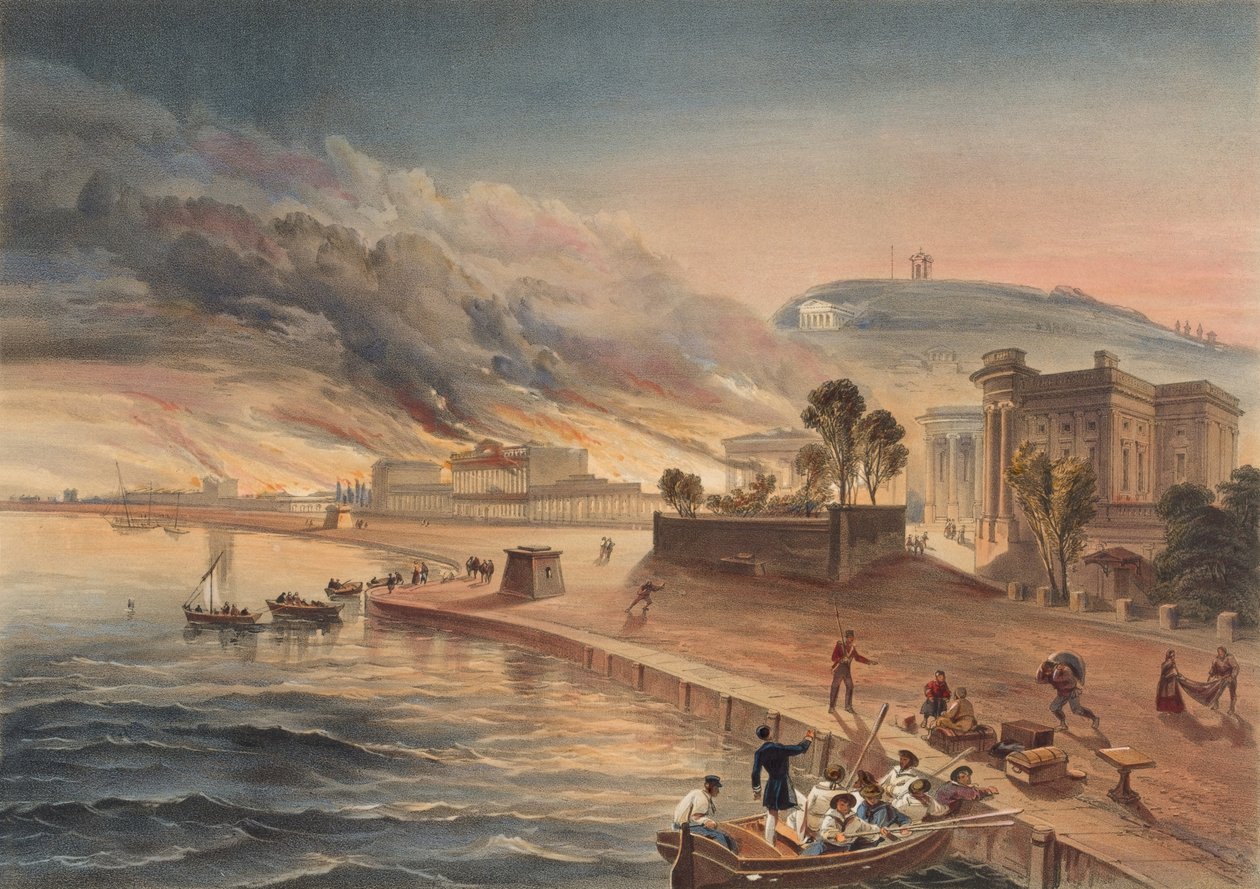 Brand der Regierungsgebäude in Kertch, 9. Juni 1855 von William Crimea Simpson