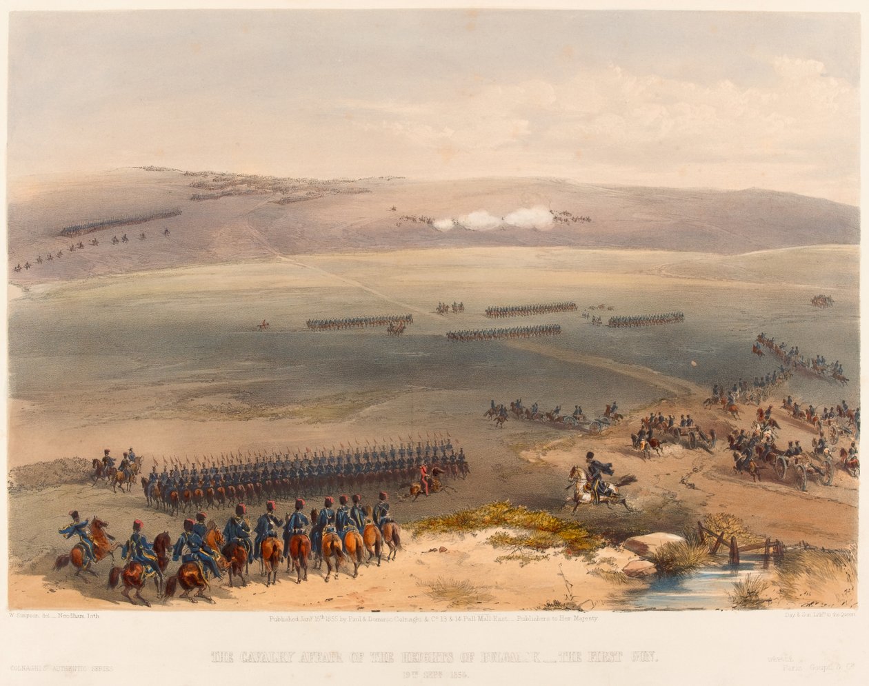 ?Das Kavalleriegefecht auf den Höhen von Bulganak - die erste Kanone. 19. September 1854?, 1855 von William Crimea Simpson