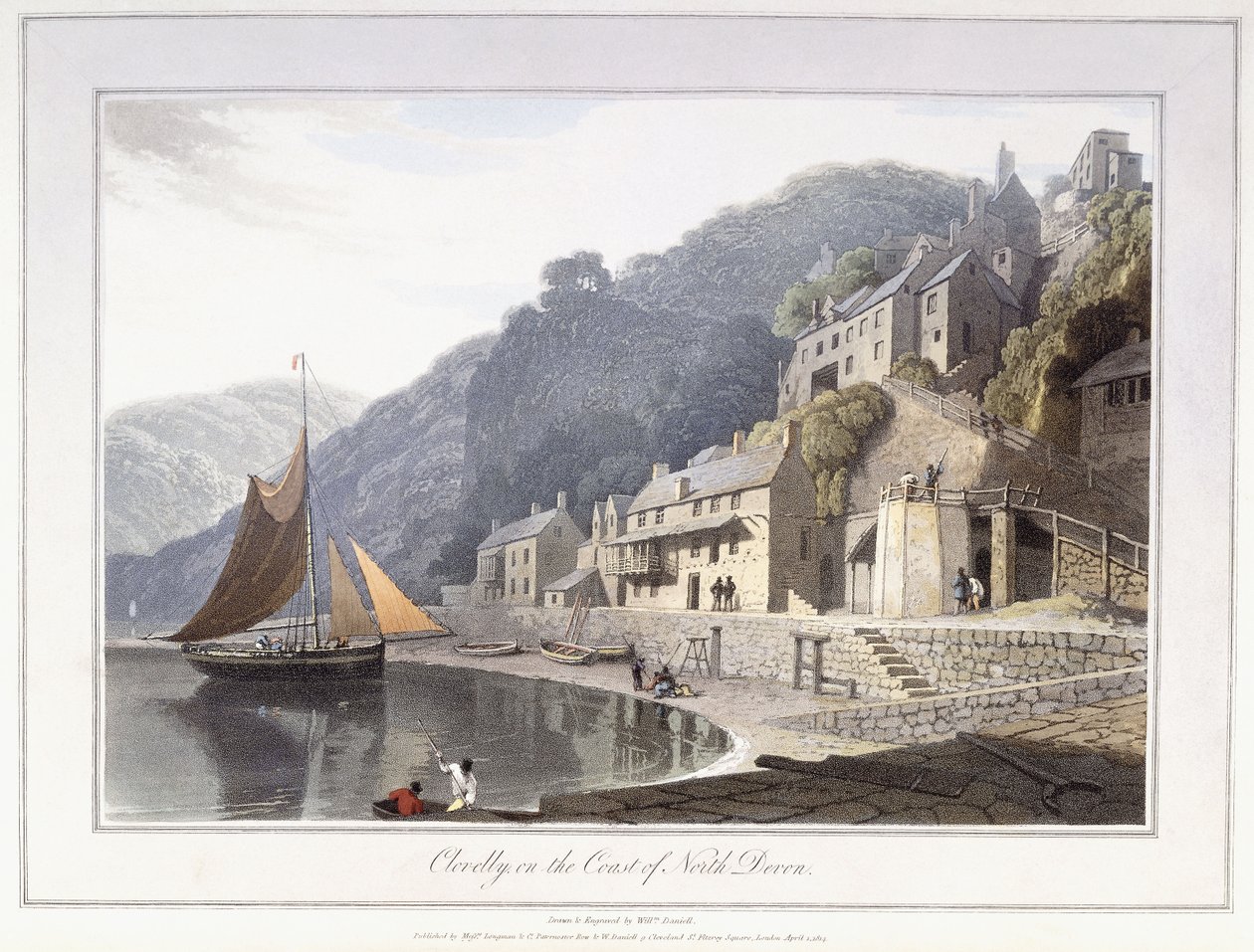 Clovelly, an der Küste von Nord-Devon von William Daniell