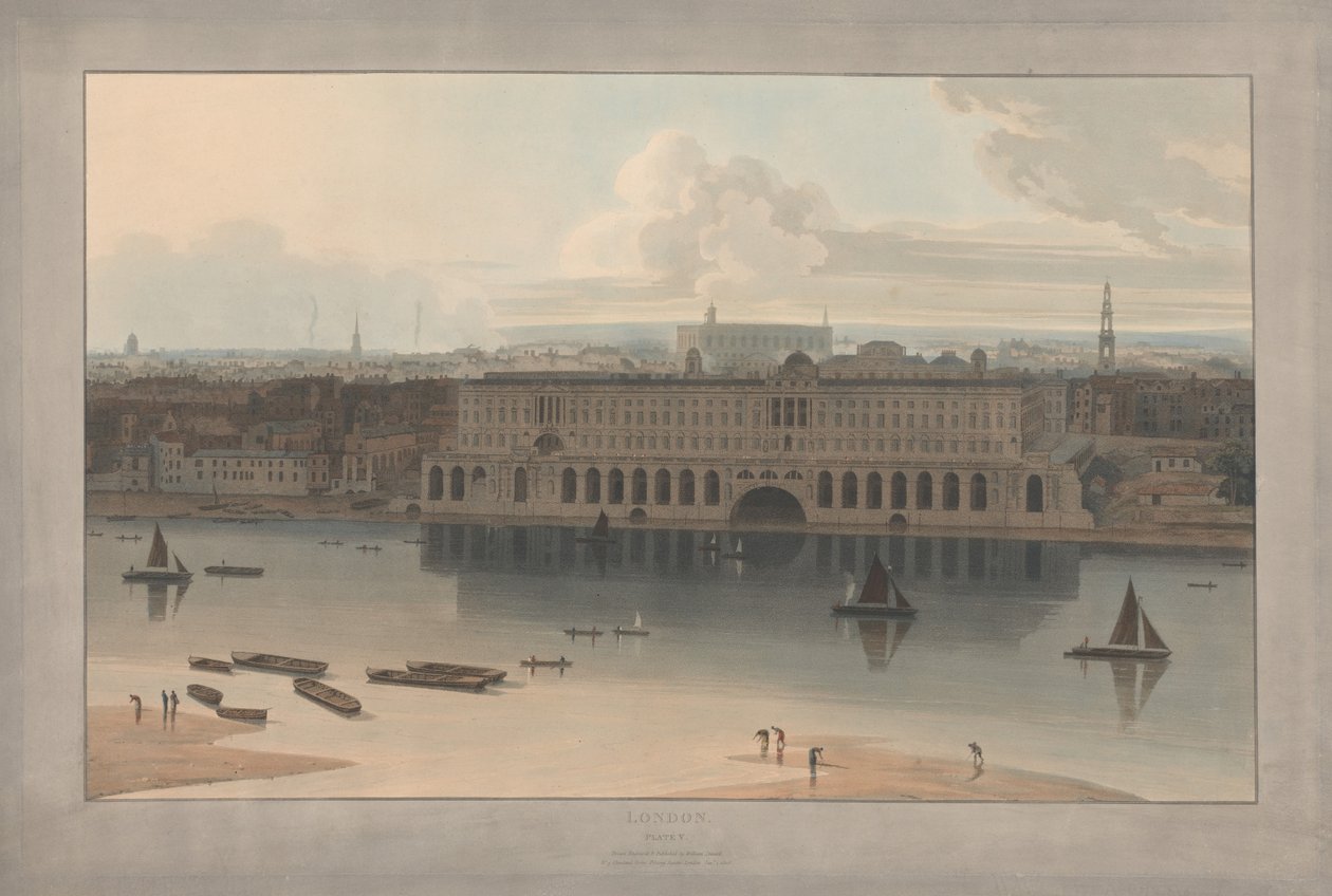 Tafel V: London, Somerset House (aus William Daniells Sechs Ansichten von London; Themse-Seite) von William Daniell