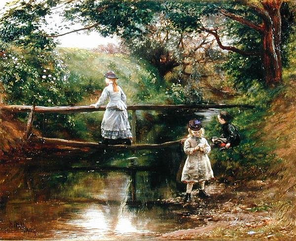 Am Tyne in der Nähe von Ormiston - Kinder sammeln Wildblumen von William Darling McKay