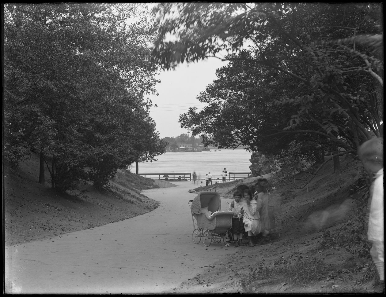 Blick auf die Gasse, die zum Wasser führt, 86th Street Park Lane zum East River, New York City, 31. Juli 1914 von William Davis Hassler