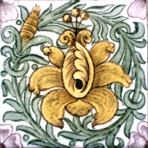 Fliese mit Blumenmuster von William de Morgan
