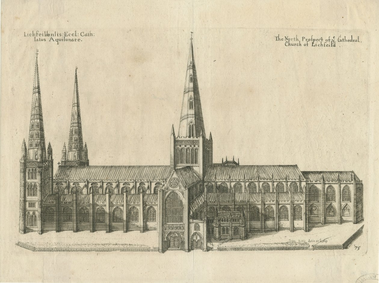Lichfield Kathedrale - Südansicht von William Dugdale