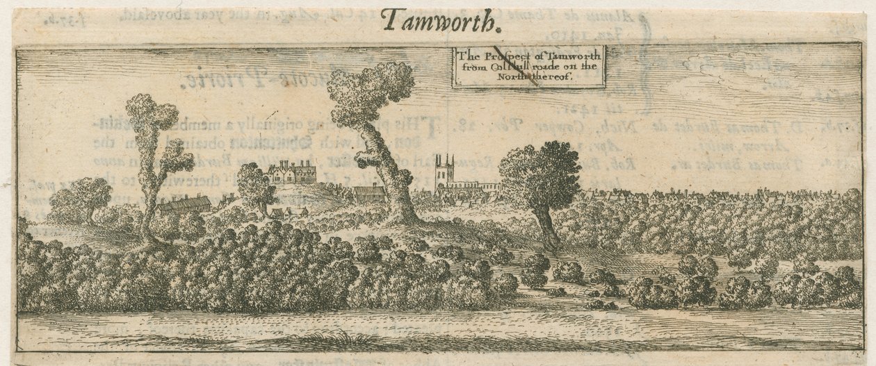 Tamworth - Panorama: Kupferstich, nd [17. Jahrhundert] von William Dugdale
