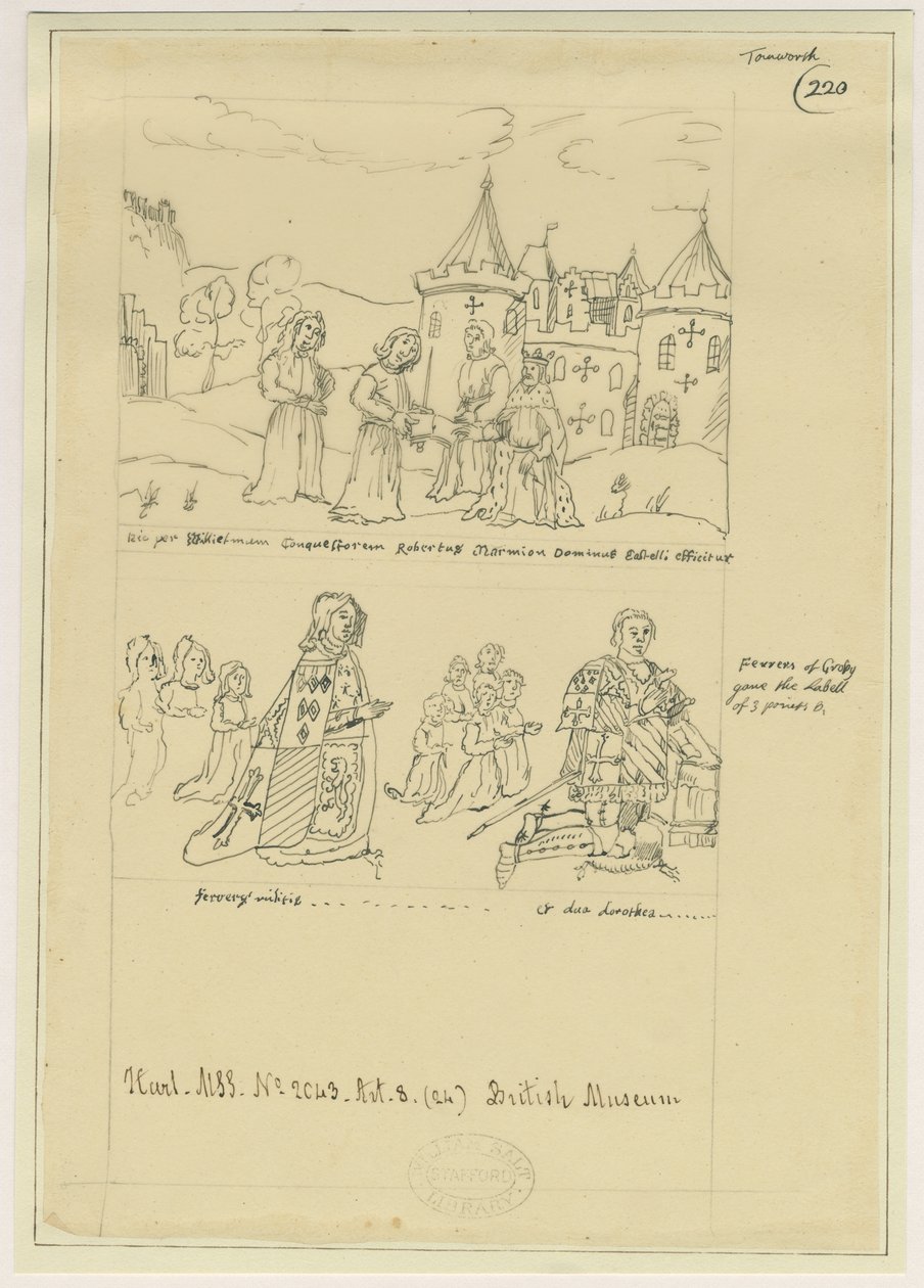Tamworth Church - Fensterglas: Tuschzeichnung, nd [?17. Jh.] (Zeichnung) von William Dugdale