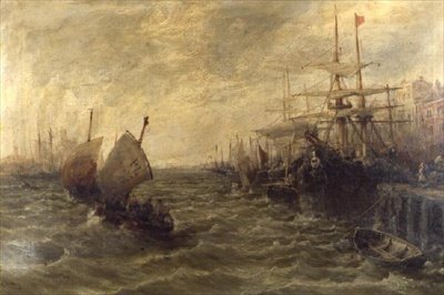 Windiger Tag, Peel Harbour, Isle of Man von William Edward Webb