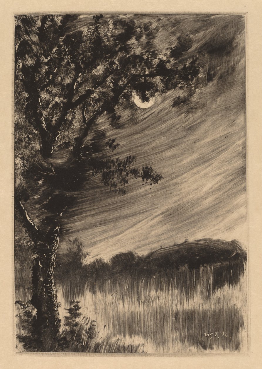 Mondlandschaft mit Baum links von William Fowler Hopson