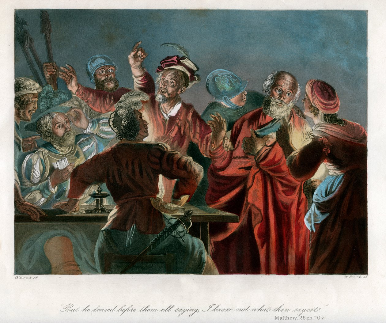 Aber er leugnete vor ihnen allen und sagte: Ich weiß nicht, was du sagst, ca. 1850 von William French
