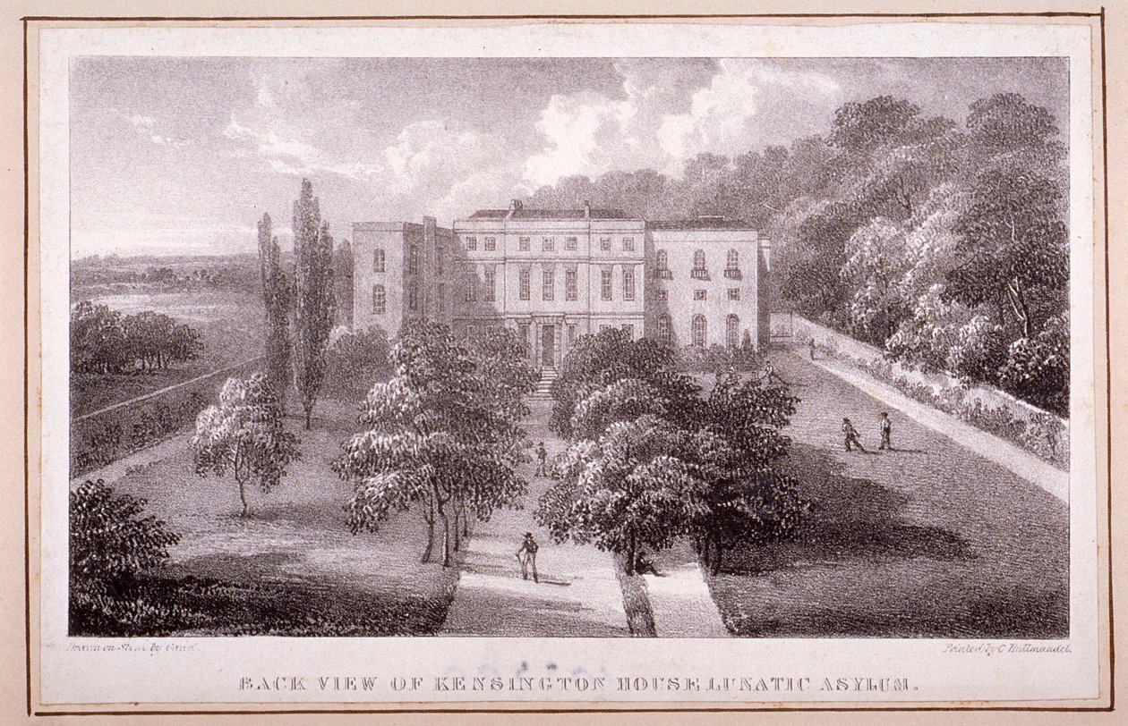 Ansicht des Kensington House Lunatic Asylum, um 1830 von William Gauci