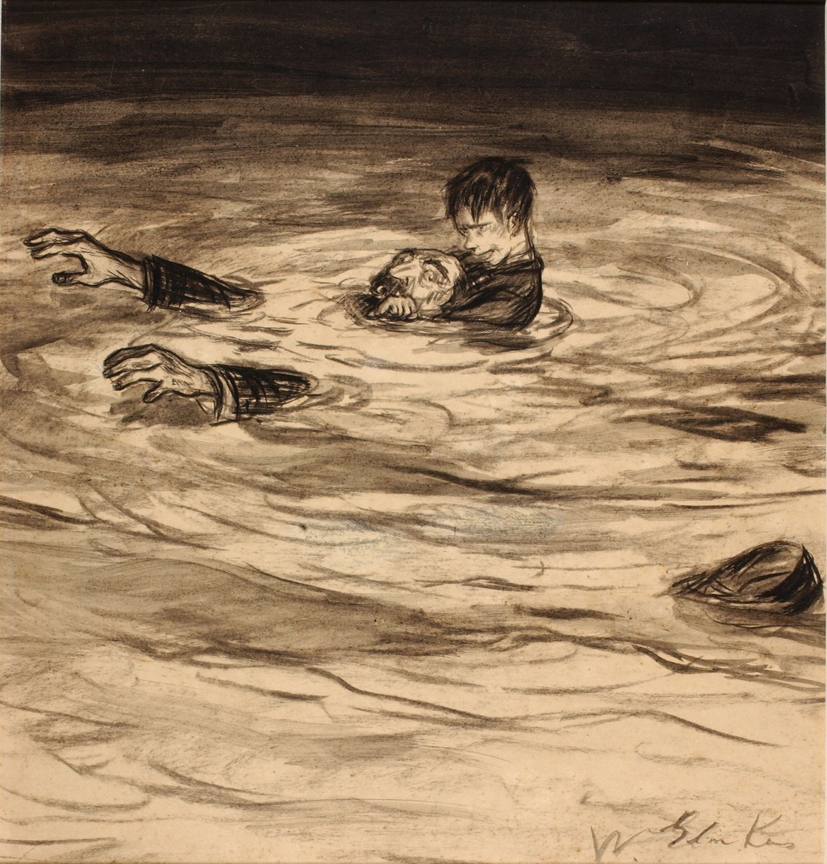 Er klettert auf Gothecores Rücken, dann schlingt er seinen rechten Arm um Gothecores Hals - die typische Garotte-Umarmung von William Glackens